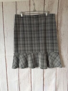 Max Studio Plaid Ruffle Hem Flounce Skirt Size L